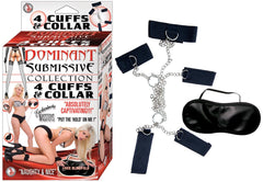 DOMINANT SUBMISSIVE COLLECTION 4 CUFFS & COLLAR-BLACK