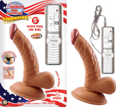 ALL AMERICAN MINI WHOPPERS VIBRATING 5" CURVED DONG W/BALLS