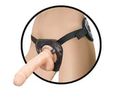 NATURAL REALSKIN SQUIRTING PENIS W/ADJUSTABLE HARNESS 8"-WHITE