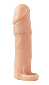 NATURAL REALSKIN VIBRATING XTENDER WITH SCROTUM RING