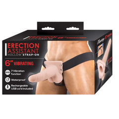 ERECTION ASSISTANT HOLLOW STRAP-ON 6" VIBRATING