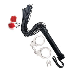 BONDAGE BY NASSTOYS WHIP, FEATHER & CUFFS