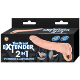 THE GREAT EXTENDER 2 IN 1 8" EXTENDER & MASTURBATOR-WHITE