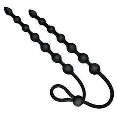 ASS-SATION DUAL SILICONE ANAL BEADS-BLACK