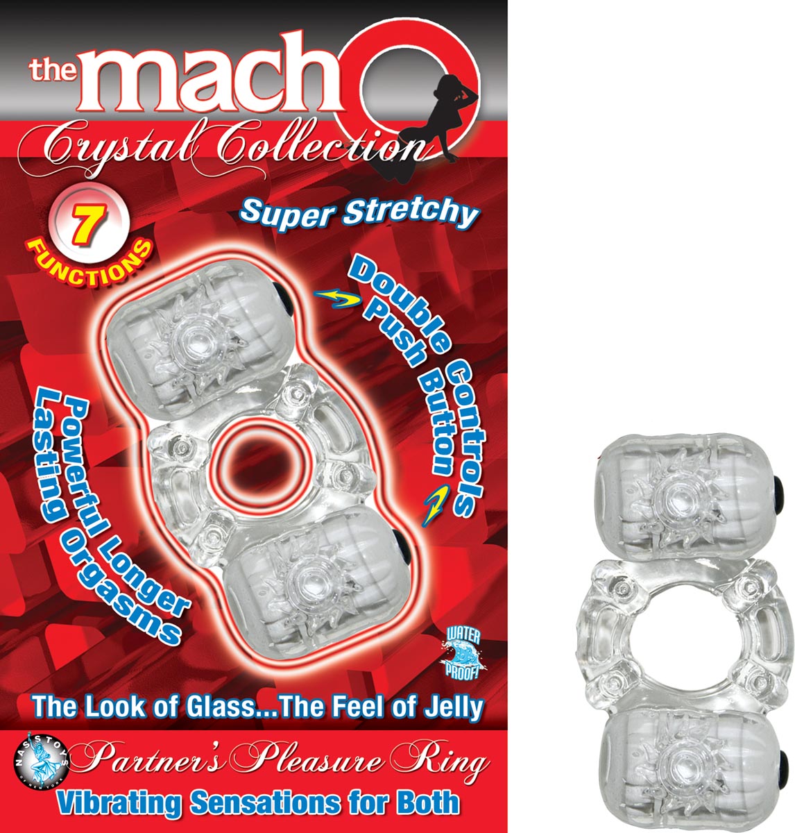 THE MACHO CRYSTAL COLLECTION PARTNER'S PLEASURE RING-CLEAR