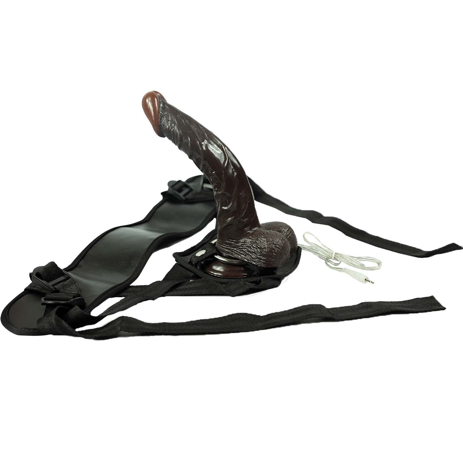 ALL AMERICAN WHOPPERS VIBRATING 8" DONG WITH UNIVERSAL HARNESS
