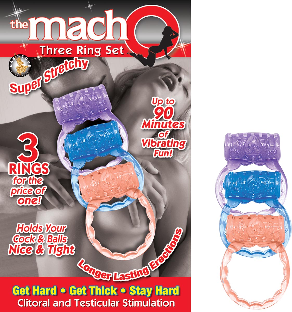 THE MACHO COLLECTION THREE RING SET-ASSORTED COLORS