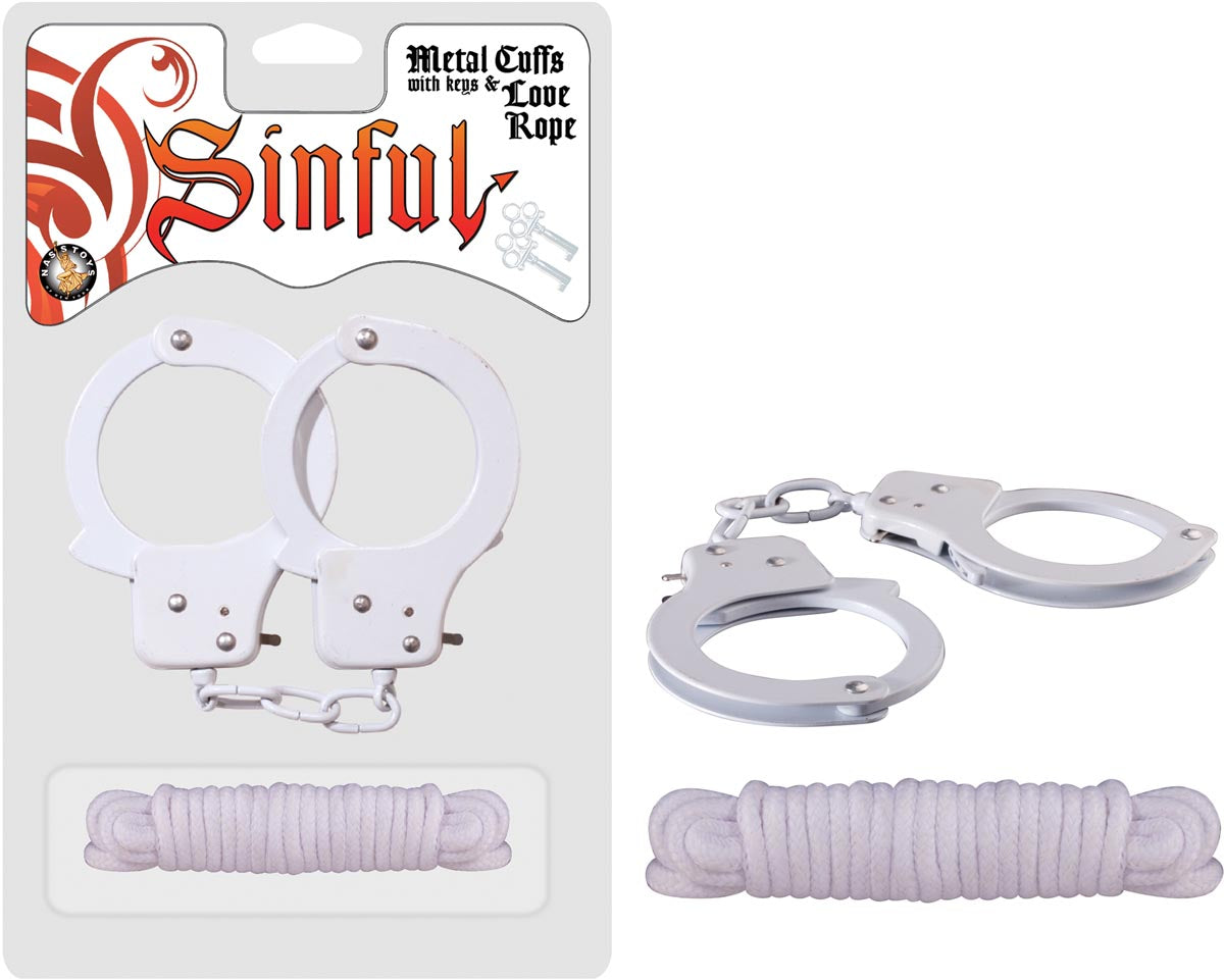 SINFUL METAL CUFFS W/KEYS & LOVE ROPE