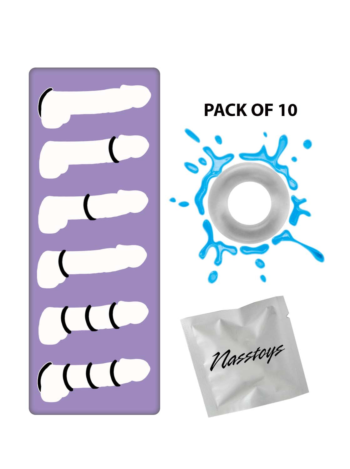MY TEN ERECTION RINGS LUBE + TIGHT FIRM RING-CLEAR