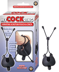 MY COCK RING VIBRATING SCROTUM POUCH & CINCH-BLACK