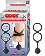MY COCK RING SCROTUM RING WITH WEIGHTED BALL BANGER-BLACK