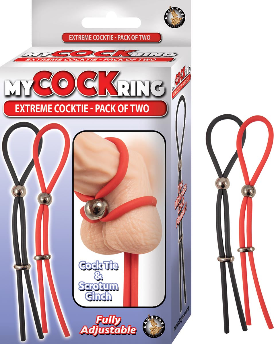MY COCKRING EXTREME COCKTIE-PACK OF TWO-BLACK & RED
