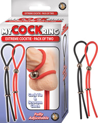 MY COCKRING EXTREME COCKTIE-PACK OF TWO-BLACK & RED