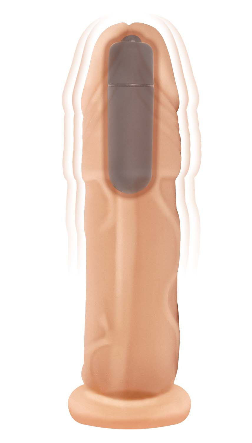 NATURAL REALSKIN VIBRATING XTENDER WITH SCROTUM RING
