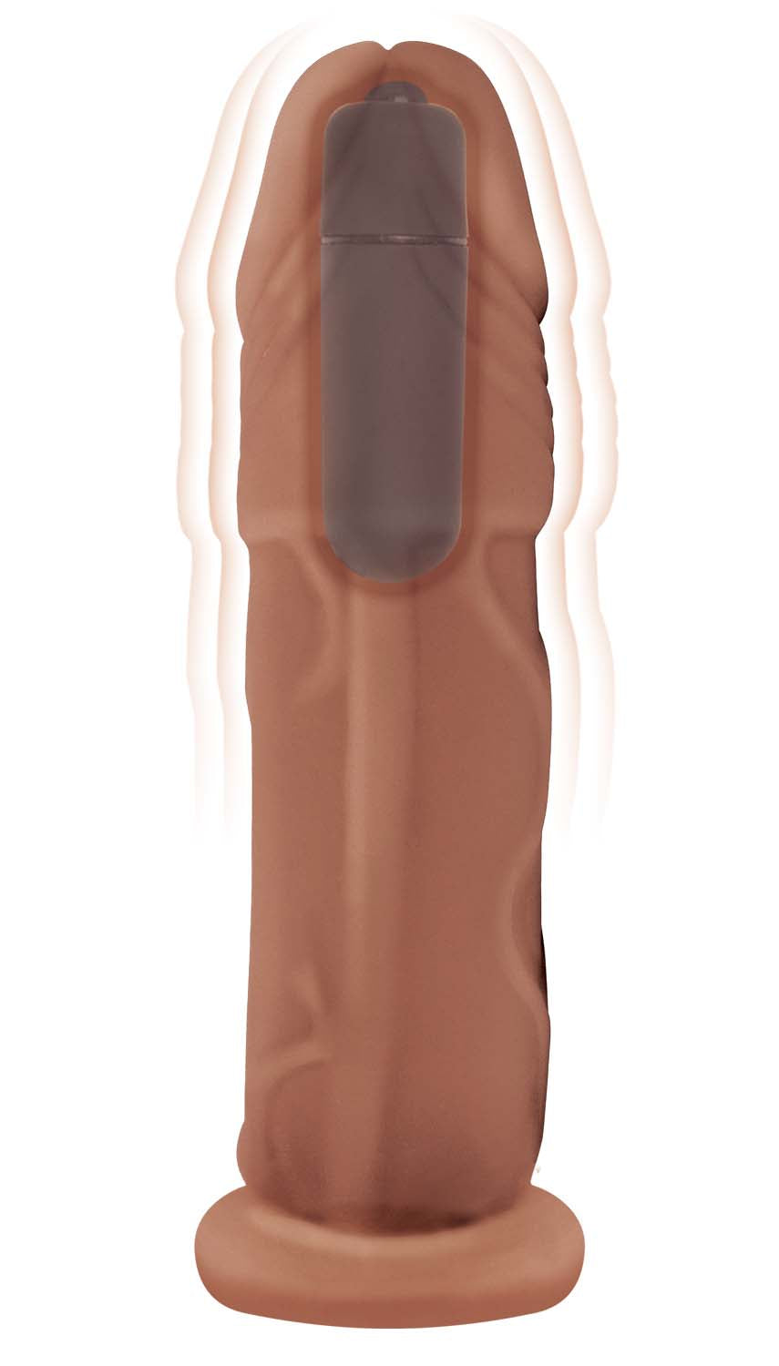 NATURAL REALSKIN VIBRATING XTENDER WITH SCROTUM RING
