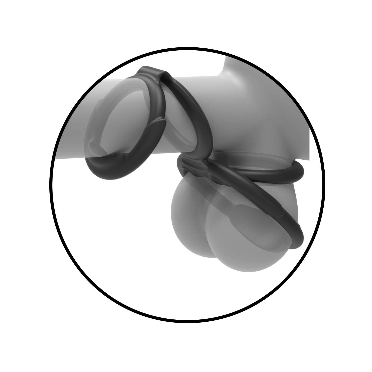 MY COCKRING QUATTRO-COCK & SCROTUM RINGS-BLACK