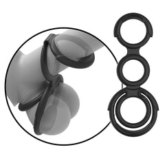 MY COCKRING QUATTRO-COCK & SCROTUM RINGS-BLACK