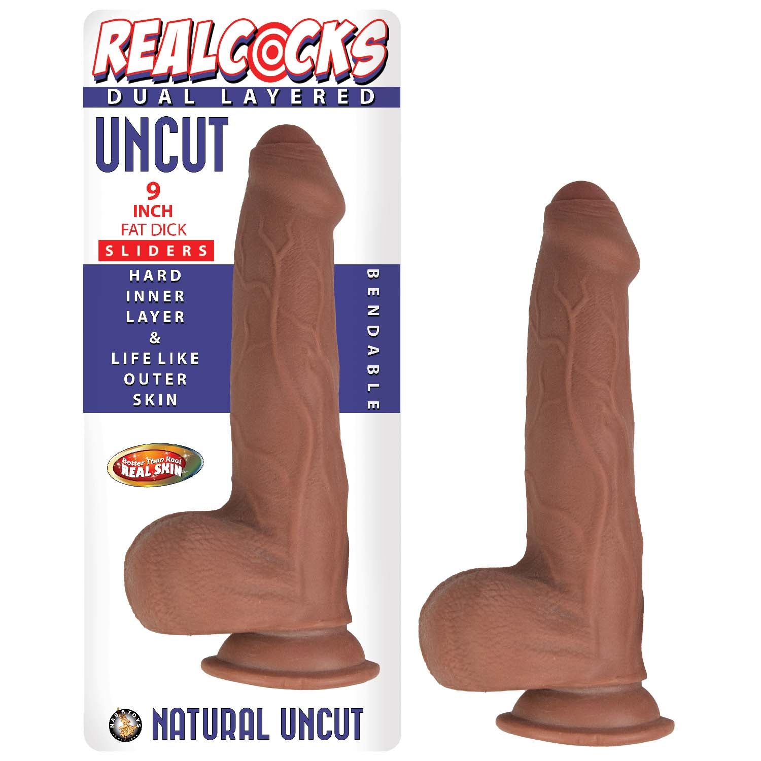 REALCOCKS DUAL LAYERED UNCUT SLIDER 9" FAT DICK