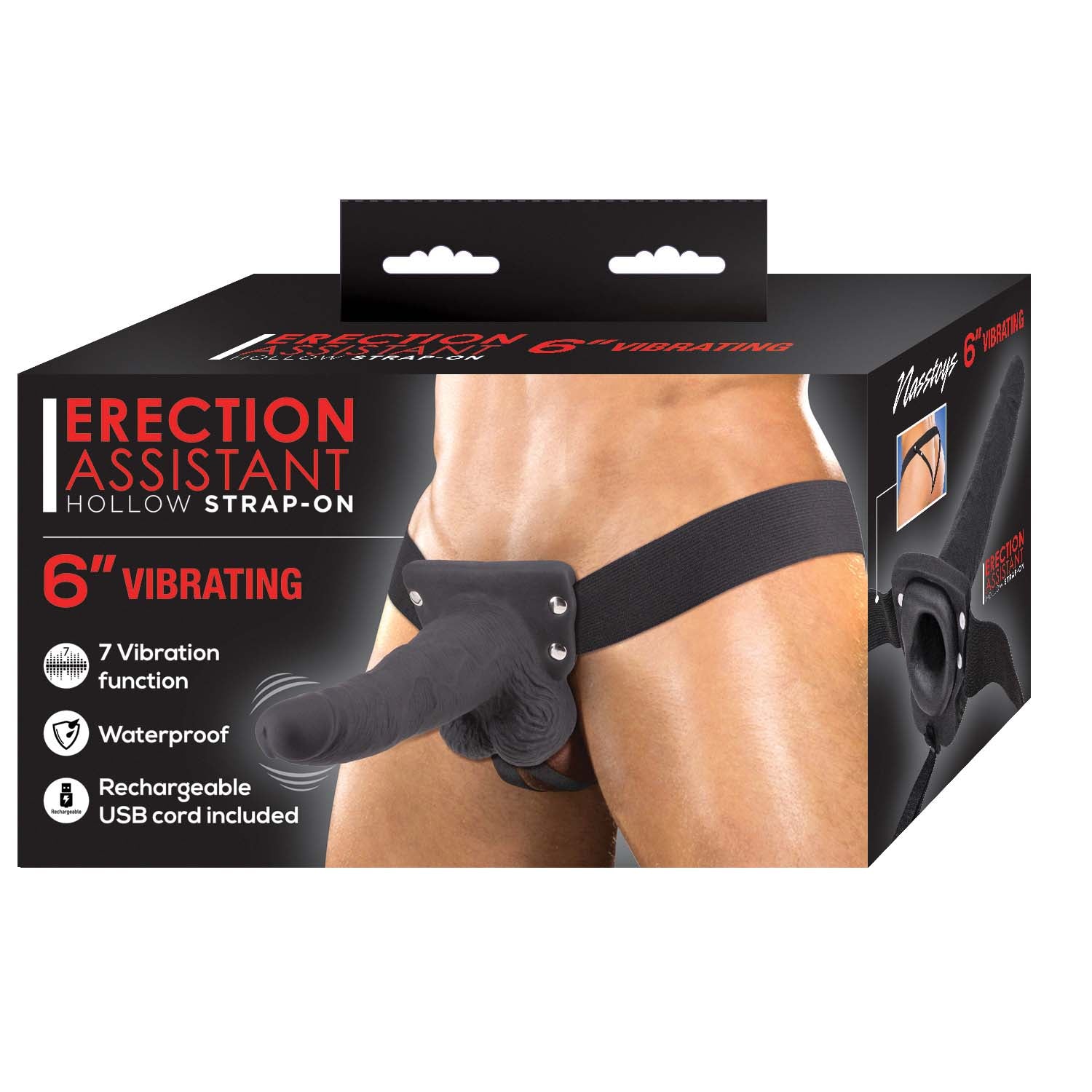 ERECTION ASSISTANT HOLLOW STRAP-ON 6" VIBRATING