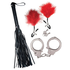 BONDAGE BY NASSTOYS WHIP, FEATHER & CUFFS