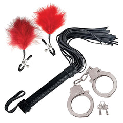 BONDAGE BY NASSTOYS WHIP, FEATHER & CUFFS