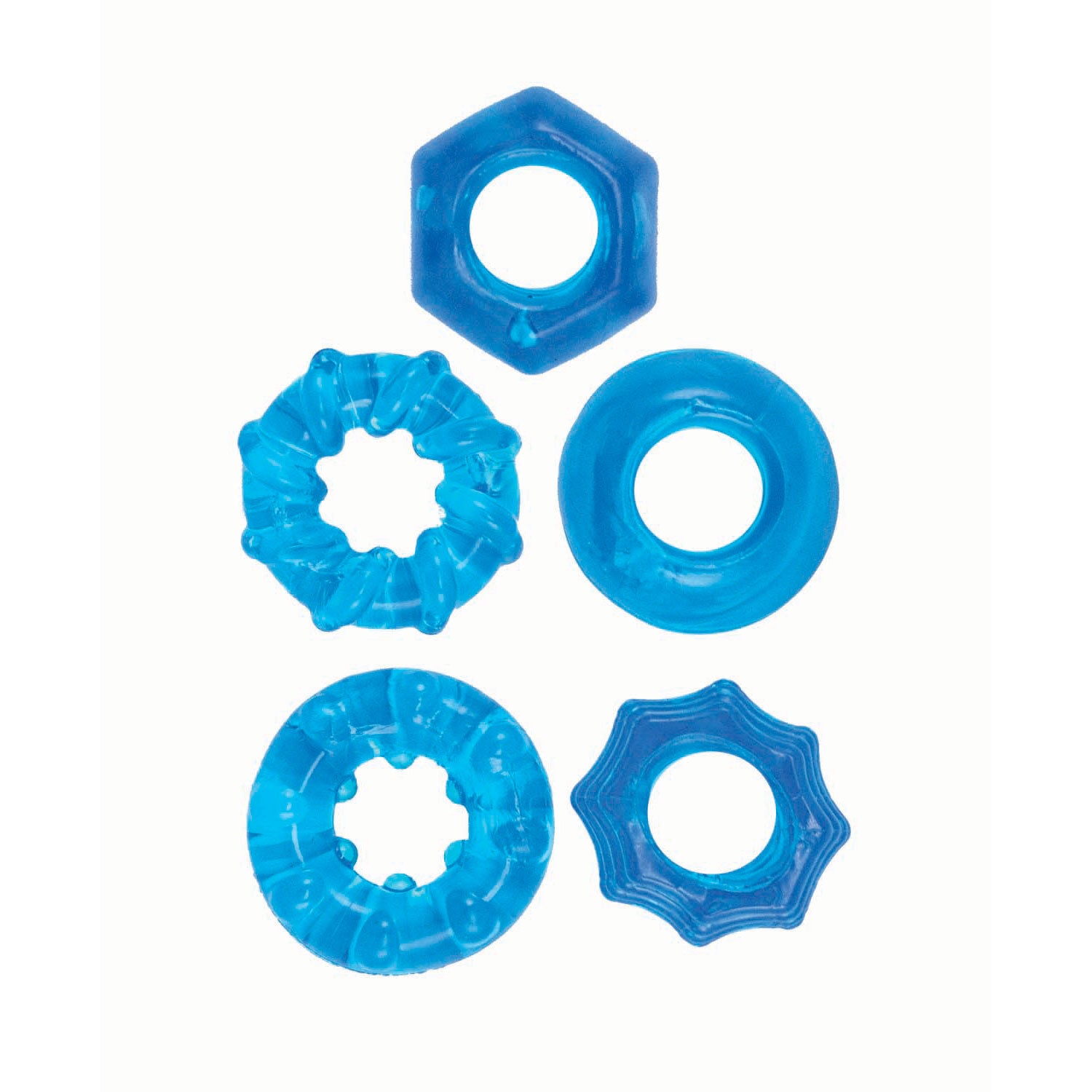 ENHANCER FIVE PIECE COCK RING SET-BLUE