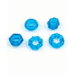 ENHANCER FIVE PIECE COCK RING SET-BLUE