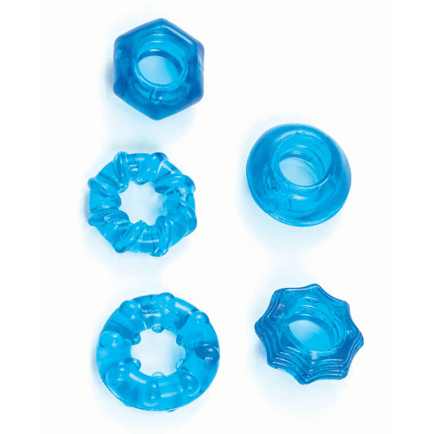 ENHANCER FIVE PIECE COCK RING SET-BLUE