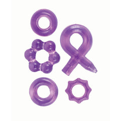 ENHANCER FIVE PIECE COCK RING SET-PURPLE