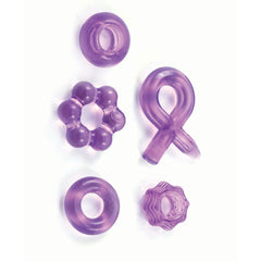 ENHANCER FIVE PIECE COCK RING SET-PURPLE