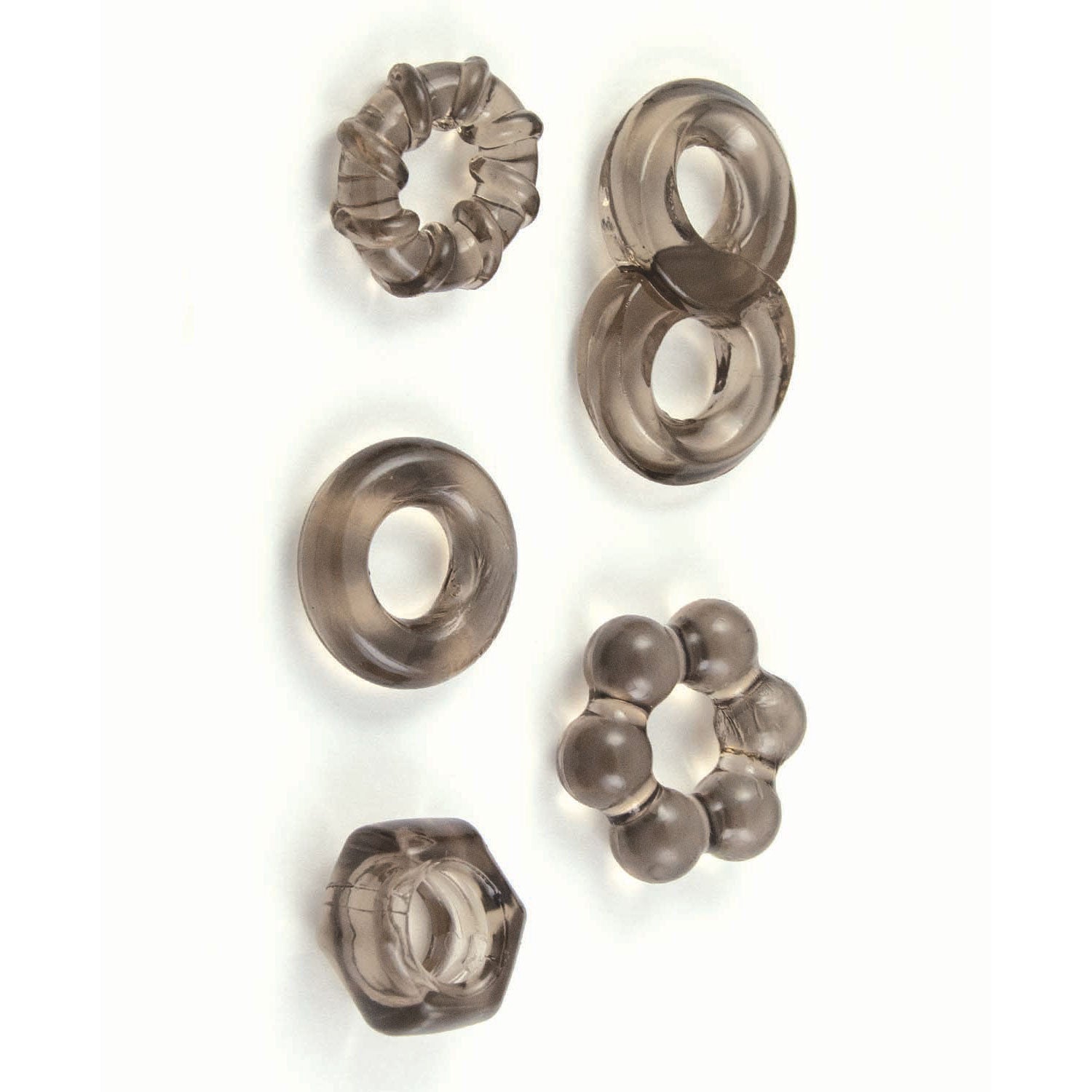 ENHANCER FIVE PIECE COCK RING SET-BLACK