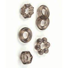 ENHANCER FIVE PIECE COCK RING SET-BLACK