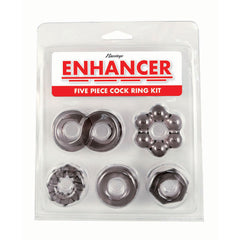 ENHANCER FIVE PIECE COCK RING SET-BLACK